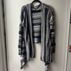 Navy, Blue, & White Stripped Knit Cardigan Sweater, Knox Rose, size L
